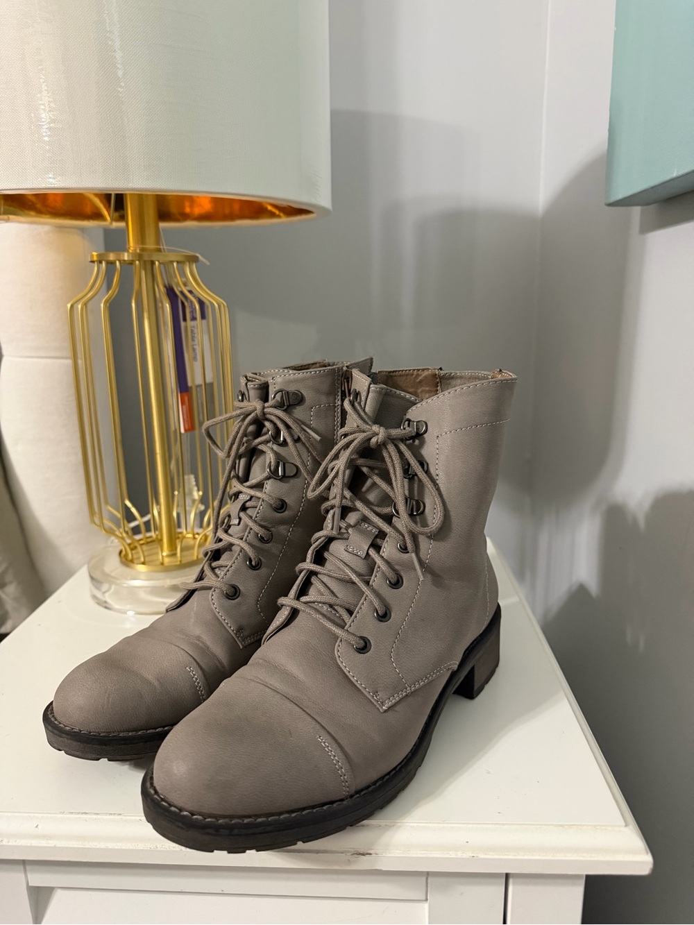 G.H. Bass & Co. Gray Lace-Up Combat Boots